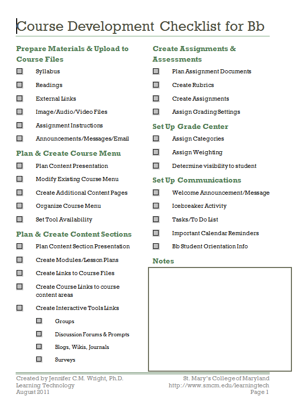 Bb_coursedevchecklist